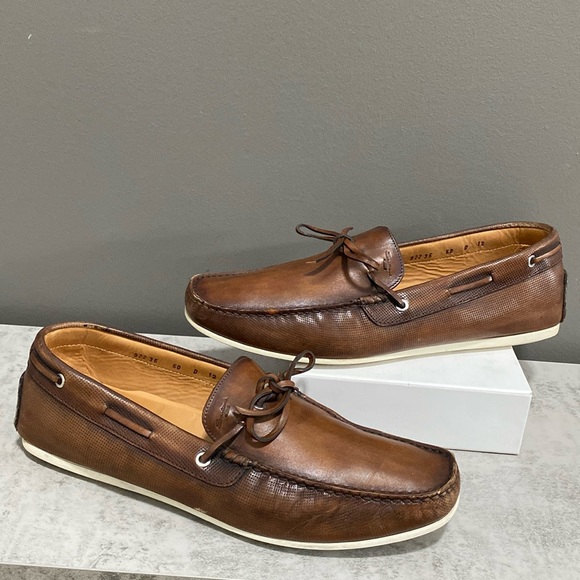 Santoni Other - Santoni Toft Leather Driving Shoes/Loafers Burnished Made In Italy Size 12